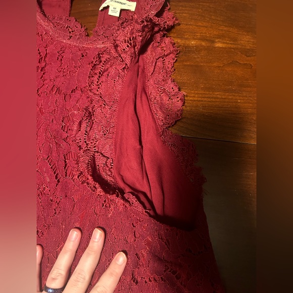 Maroon/wine lace top - Picture 2 of 4